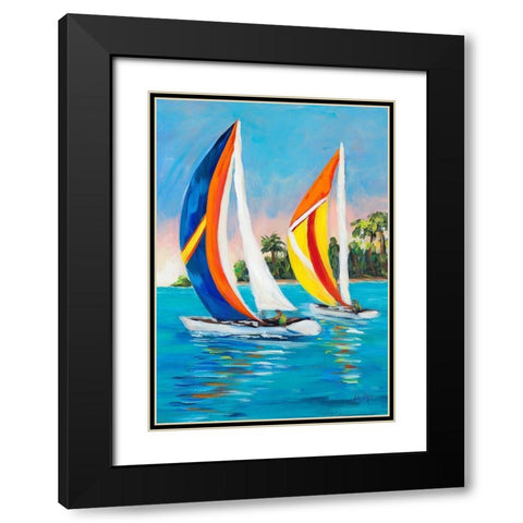 Morning Sails Vertical I Black Modern Wood Framed Art Print with Double Matting by DeRice, Julie