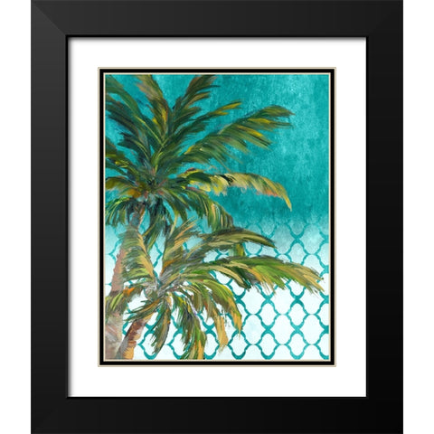 Tropical Trees on Chevron I Black Modern Wood Framed Art Print with Double Matting by DeRice, Julie