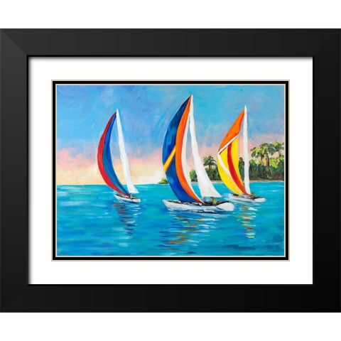 Morning Sails I Black Modern Wood Framed Art Print with Double Matting by DeRice, Julie