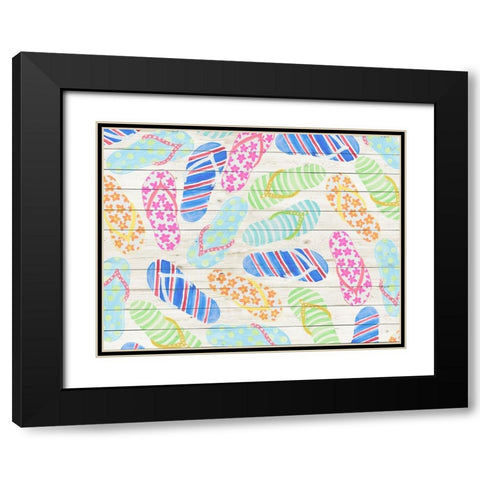 Boardwalk Flip Flops Black Modern Wood Framed Art Print with Double Matting by DeRice, Julie