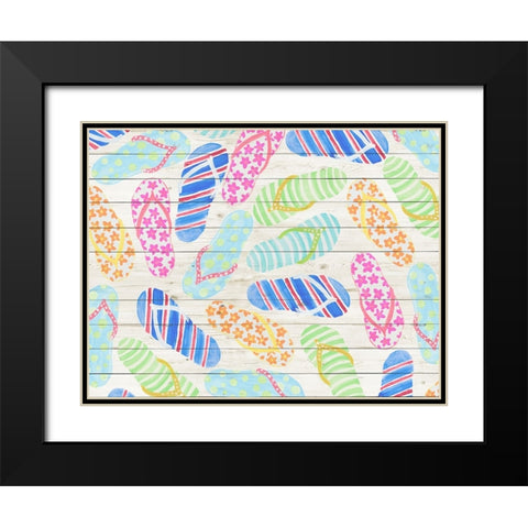 Boardwalk Flip Flops Black Modern Wood Framed Art Print with Double Matting by DeRice, Julie