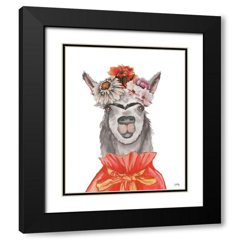 Llamas Findra Black Modern Wood Framed Art Print with Double Matting by Medley, Elizabeth