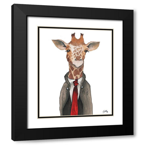 Gentleman Giraffe Black Modern Wood Framed Art Print with Double Matting by Medley, Elizabeth