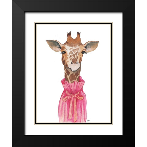 Pretty in Pink Giraffe Black Modern Wood Framed Art Print with Double Matting by Medley, Elizabeth