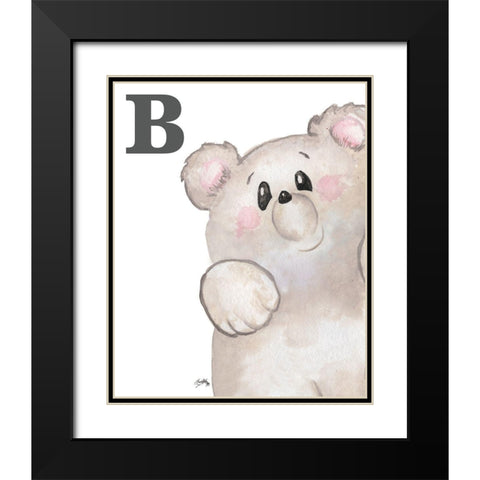 B is for Bear Black Modern Wood Framed Art Print with Double Matting by Medley, Elizabeth