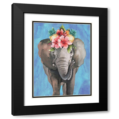 Tropical Elephant Black Modern Wood Framed Art Print with Double Matting by Medley, Elizabeth