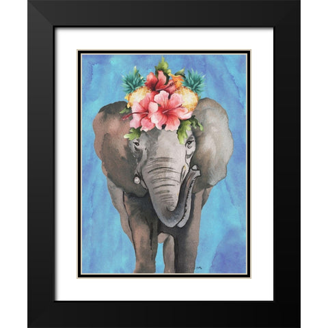 Tropical Elephant Black Modern Wood Framed Art Print with Double Matting by Medley, Elizabeth