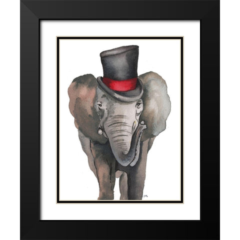 Fancy Elephant Black Modern Wood Framed Art Print with Double Matting by Medley, Elizabeth