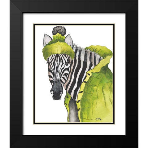 Zebra Fashion Black Modern Wood Framed Art Print with Double Matting by Medley, Elizabeth