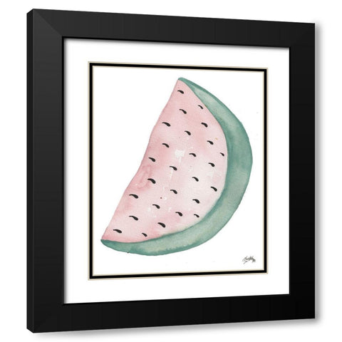 A Watermelon Black Modern Wood Framed Art Print with Double Matting by Medley, Elizabeth