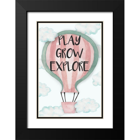 Play Grow Explore Black Modern Wood Framed Art Print with Double Matting by Medley, Elizabeth