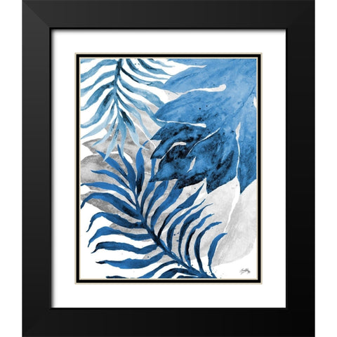 Blue Fern and Leaf II Black Modern Wood Framed Art Print with Double Matting by Medley, Elizabeth