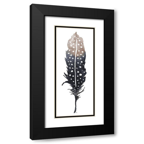 Dark Feather with Spots Black Modern Wood Framed Art Print with Double Matting by Medley, Elizabeth