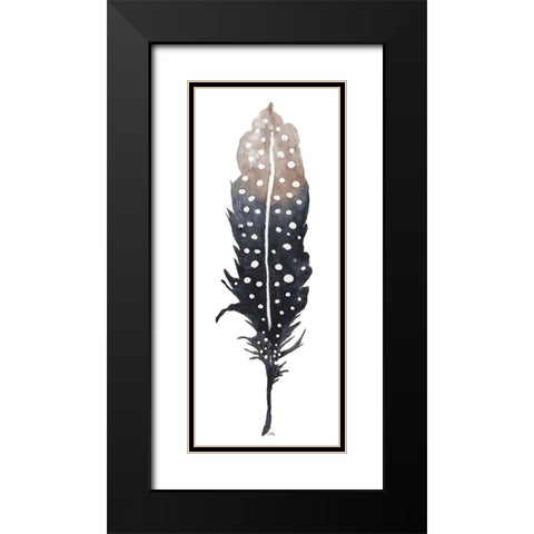 Dark Feather with Spots Black Modern Wood Framed Art Print with Double Matting by Medley, Elizabeth