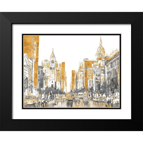 Golden City Black Modern Wood Framed Art Print with Double Matting by Pinto, Patricia
