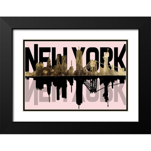 Pink, NY Black Modern Wood Framed Art Print with Double Matting by Pinto, Patricia