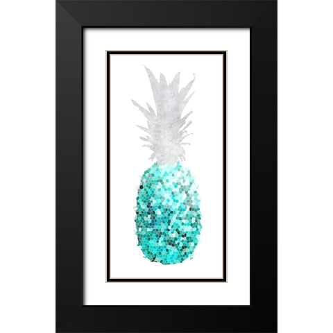 Blue Pineapple Mosaics Black Modern Wood Framed Art Print with Double Matting by Metz, Andi
