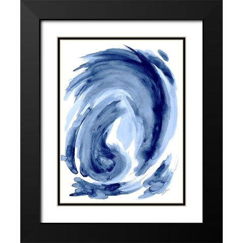 Blue Swirl I Black Modern Wood Framed Art Print with Double Matting by Hewitt, L.
