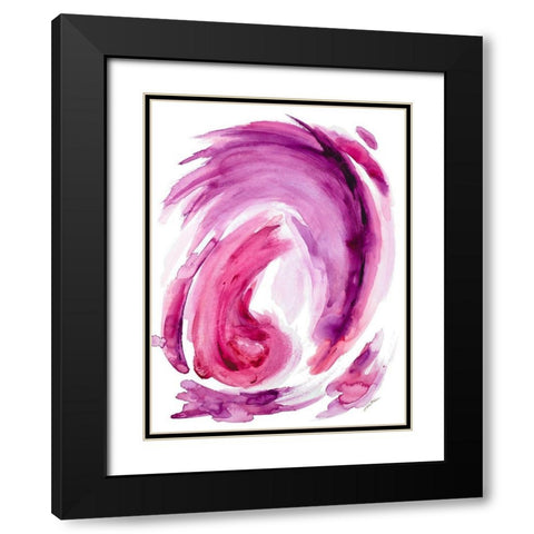 Pink Swirl I Black Modern Wood Framed Art Print with Double Matting by Hewitt, L.
