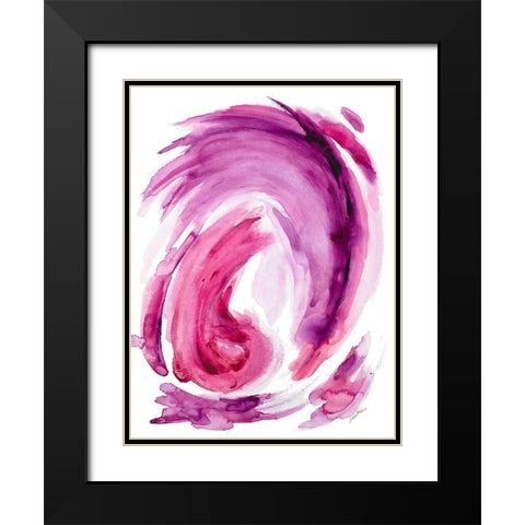 Pink Swirl I Black Modern Wood Framed Art Print with Double Matting by Hewitt, L.