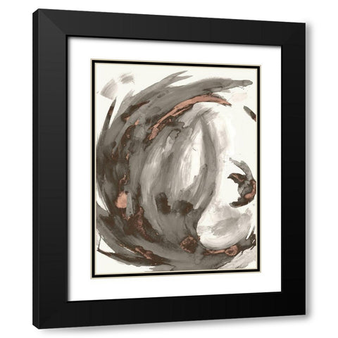 Muted Swirl II Black Modern Wood Framed Art Print with Double Matting by Hewitt, L.