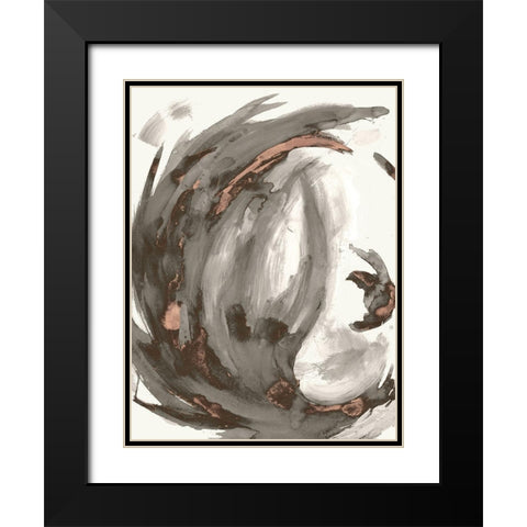 Muted Swirl II Black Modern Wood Framed Art Print with Double Matting by Hewitt, L.