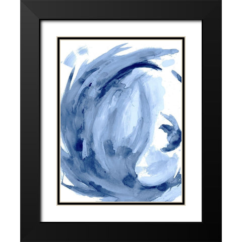 Blue Swirl II Black Modern Wood Framed Art Print with Double Matting by Hewitt, L.