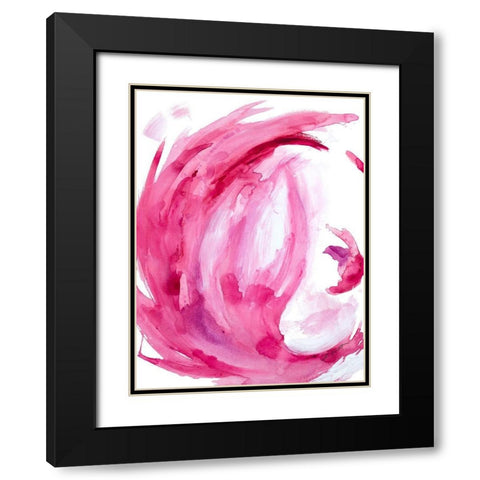 Pink Swirl II Black Modern Wood Framed Art Print with Double Matting by Hewitt, L.