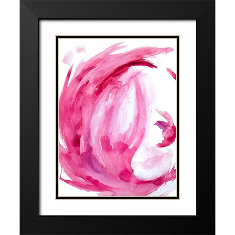 Pink Swirl II Black Modern Wood Framed Art Print with Double Matting by Hewitt, L.