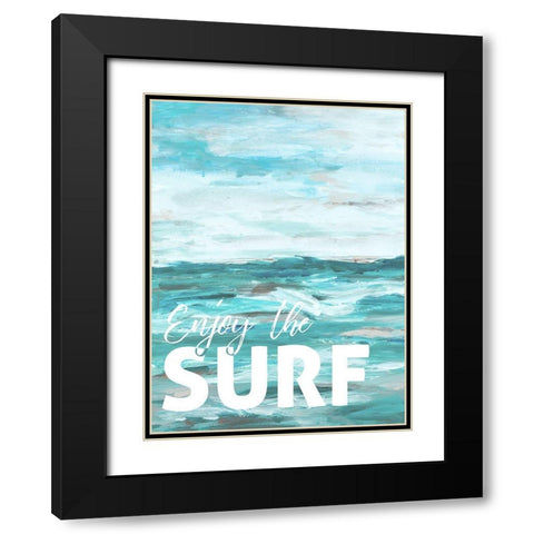 Enjoy The Surf Black Modern Wood Framed Art Print with Double Matting by Hewitt, L.
