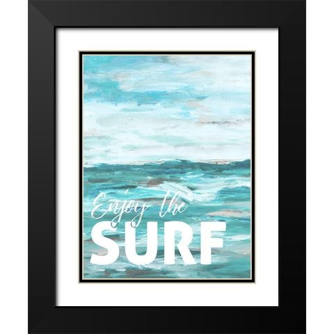 Enjoy The Surf Black Modern Wood Framed Art Print with Double Matting by Hewitt, L.