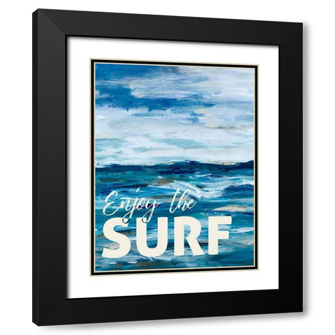 Enjoy The Surf Black Modern Wood Framed Art Print with Double Matting by Hewitt, L.