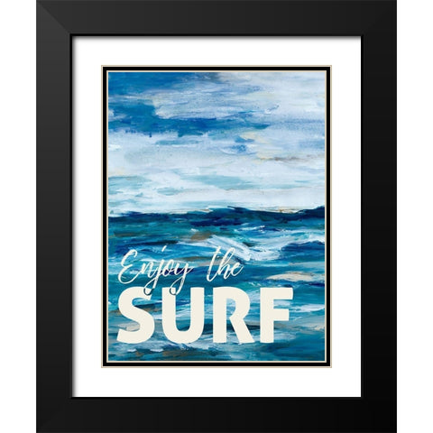 Enjoy The Surf Black Modern Wood Framed Art Print with Double Matting by Hewitt, L.