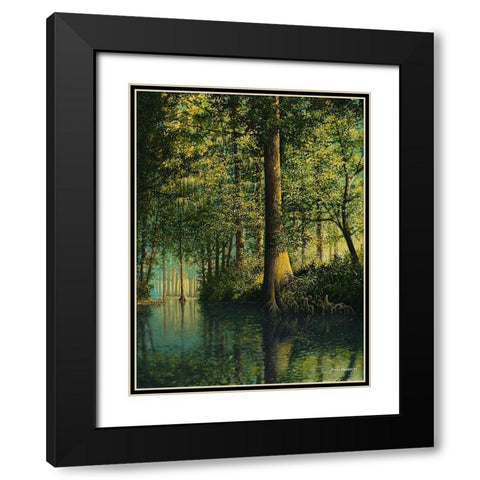 Peaceful River Black Modern Wood Framed Art Print with Double Matting by Nawrocke, Bruce
