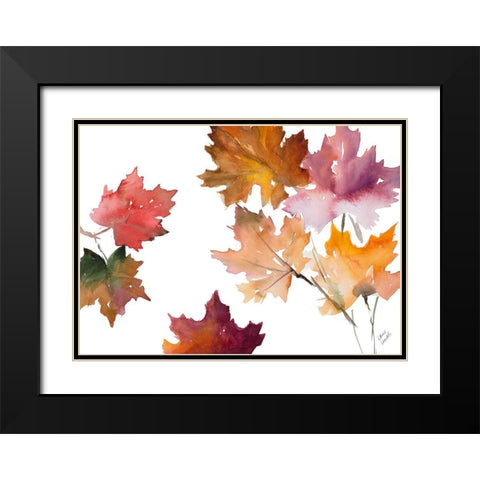 Harvest Leaves II Black Modern Wood Framed Art Print with Double Matting by Loreth, Lanie
