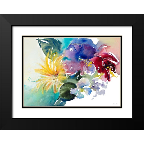 Tropical Breeze Floral Black Modern Wood Framed Art Print with Double Matting by Loreth, Lanie