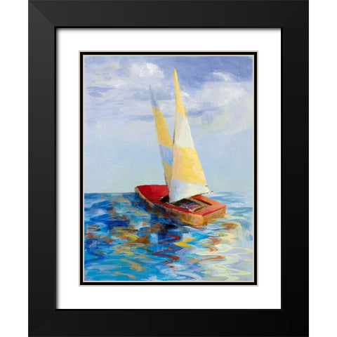 Red Sailboat Black Modern Wood Framed Art Print with Double Matting by Loreth, Lanie