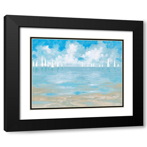 Boats On The Horizon Black Modern Wood Framed Art Print with Double Matting by Meneely, Dan