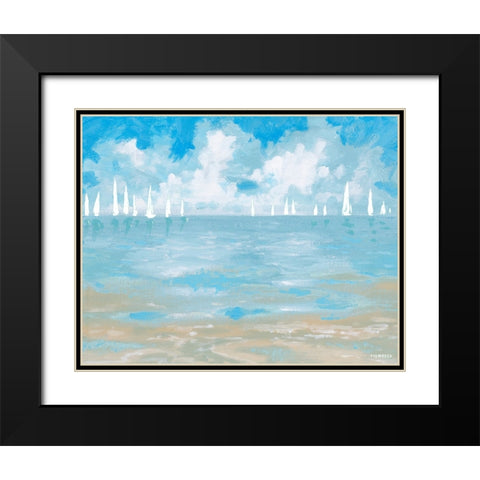 Boats On The Horizon Black Modern Wood Framed Art Print with Double Matting by Meneely, Dan