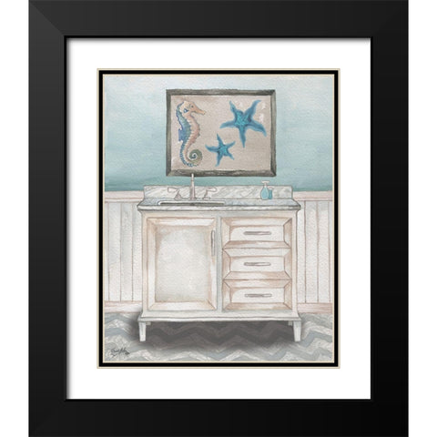 Nautical Bath II Black Modern Wood Framed Art Print with Double Matting by Medley, Elizabeth