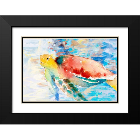 Turtle Passing Trhough Black Modern Wood Framed Art Print with Double Matting by Loreth, Lanie