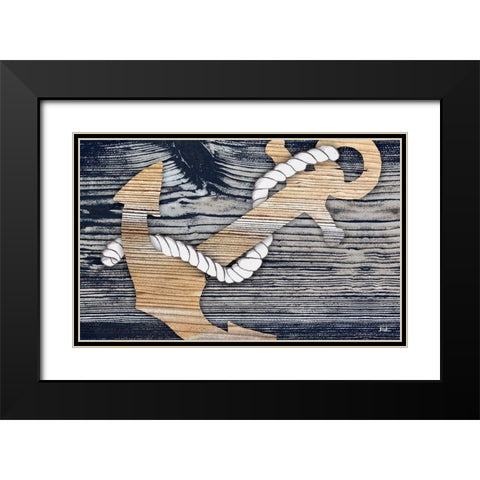 The Gold Sea Anchor Black Modern Wood Framed Art Print with Double Matting by Pinto, Patricia
