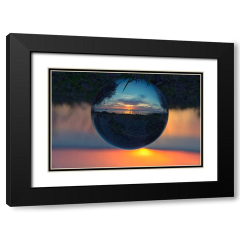 Sunset Droplet View Black Modern Wood Framed Art Print with Double Matting by ODell, Debbie