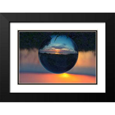Sunset Droplet View Black Modern Wood Framed Art Print with Double Matting by ODell, Debbie