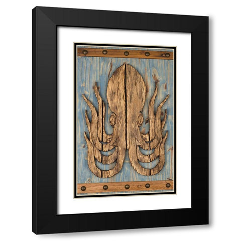 Driftwood Octopus Black Modern Wood Framed Art Print with Double Matting by Edwins, Hugo