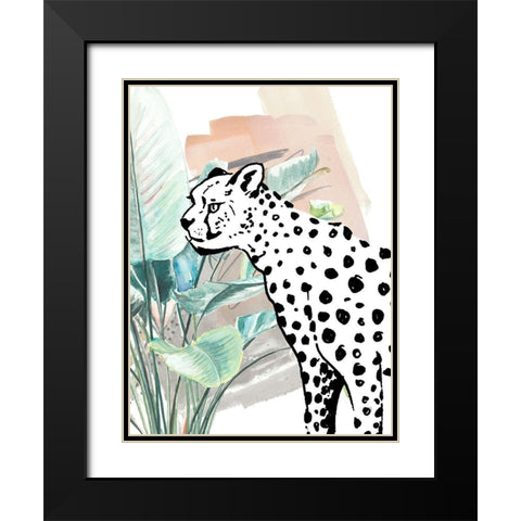 Tropical Cheetah Black Modern Wood Framed Art Print with Double Matting by Pinto, Patricia