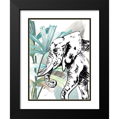 Tropical Elephant Black Modern Wood Framed Art Print with Double Matting by Pinto, Patricia