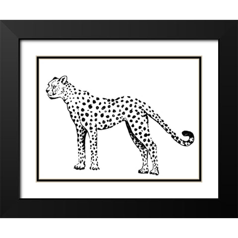 Cheetah Black Modern Wood Framed Art Print with Double Matting by Pinto, Patricia