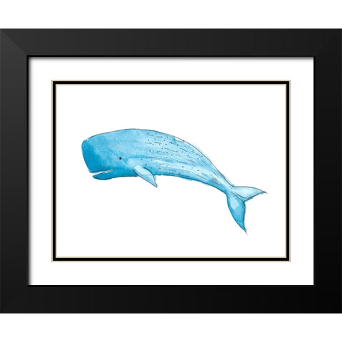 Great Blue Whale Black Modern Wood Framed Art Print with Double Matting by SD Graphics Studio