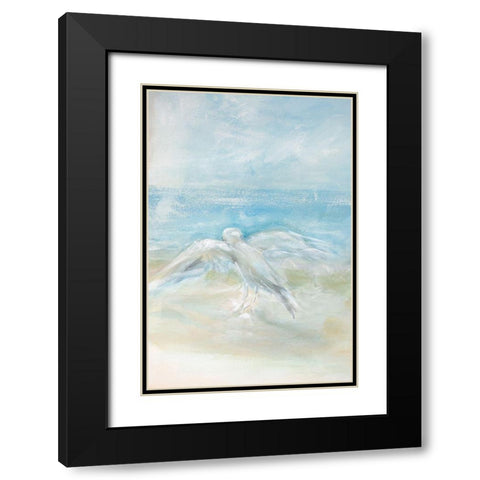 Flying Seagull Black Modern Wood Framed Art Print with Double Matting by Diannart